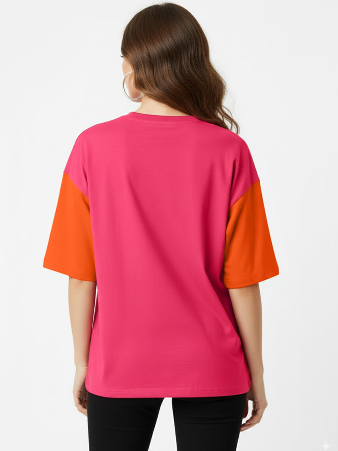 Women's Cotton-Blend Oversized Round-Neck T-Shirt - Image 5