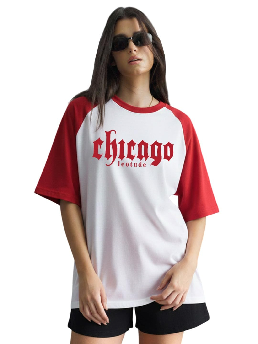 Women's Cotton-Blend Oversized Round-Neck T-Shirt - Image 8