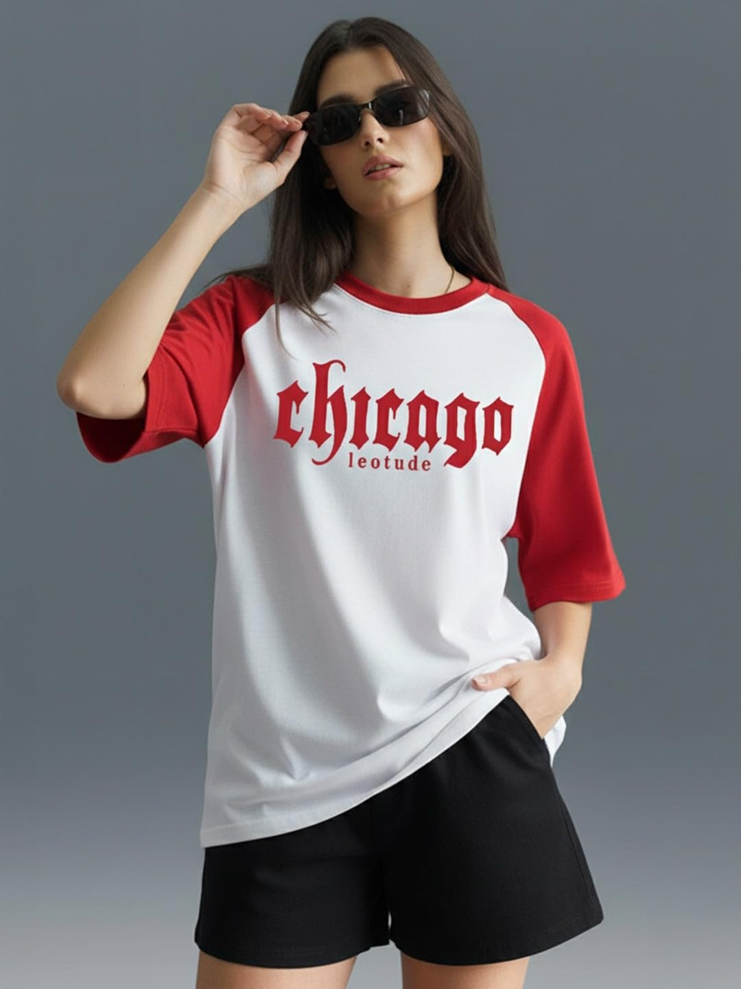 Women's Cotton-Blend Oversized Round-Neck T-Shirt - Image 9