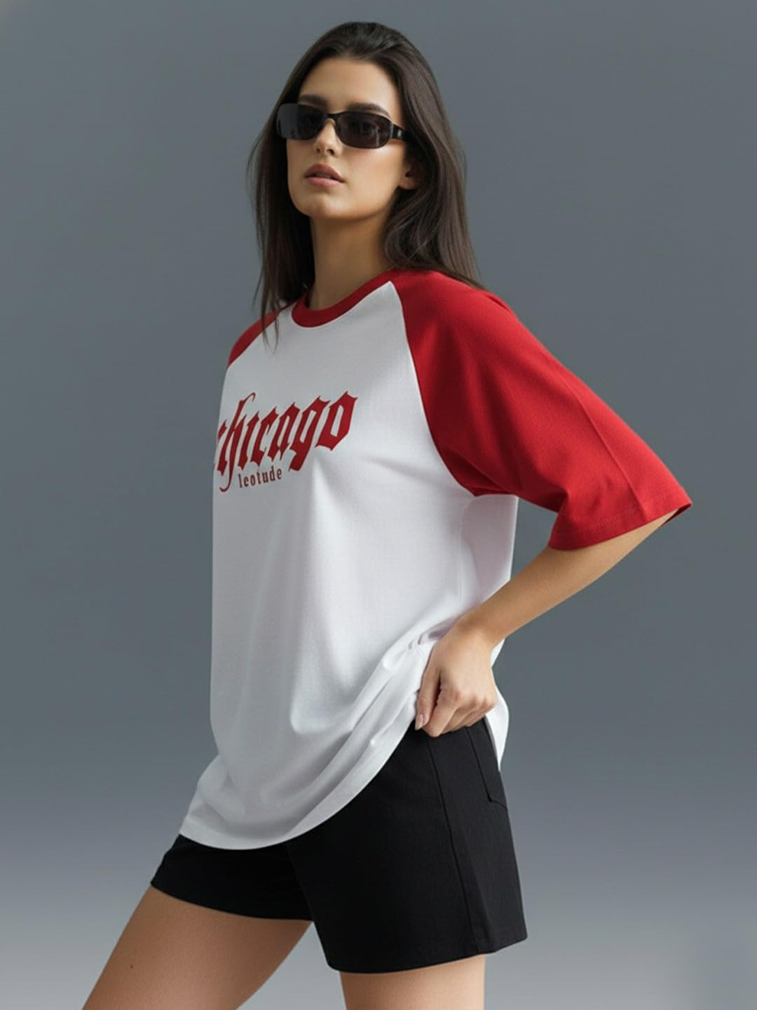 Women's Cotton-Blend Oversized Round-Neck T-Shirt - Image 10