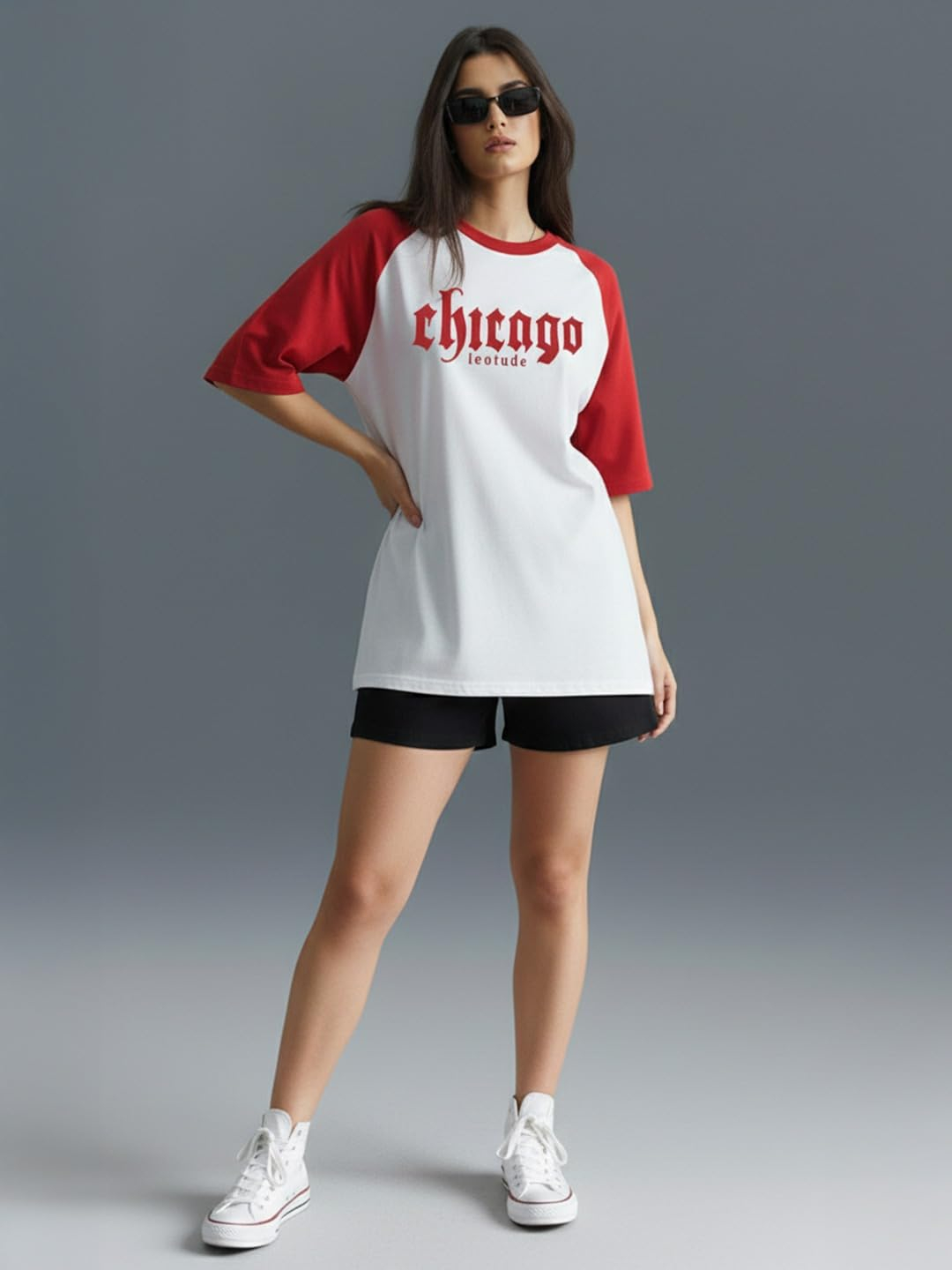 Women's Cotton-Blend Oversized Round-Neck T-Shirt - Image 12