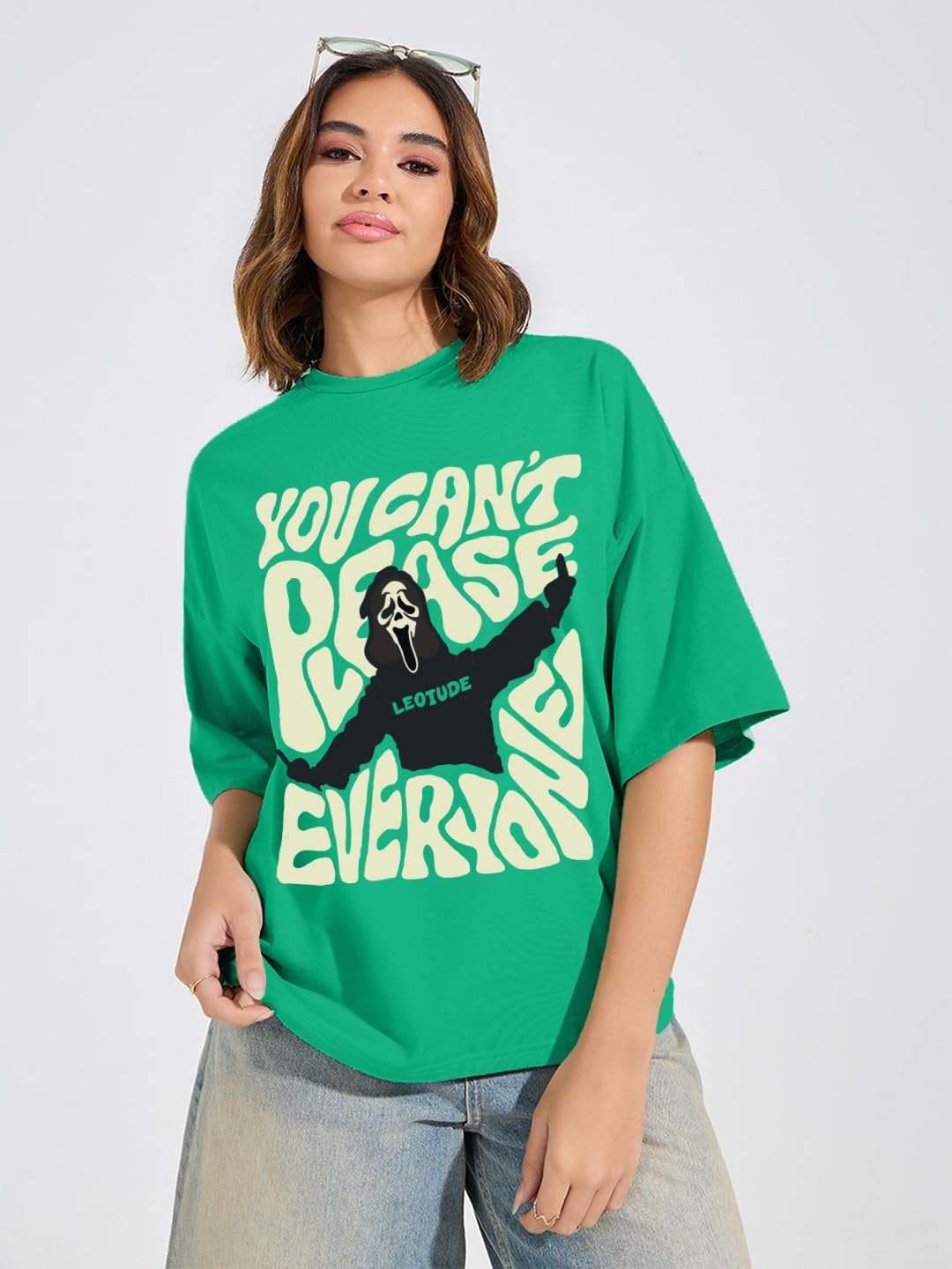 Women's Cotton-Blend Oversized Round-Neck T-Shirt - Image 22
