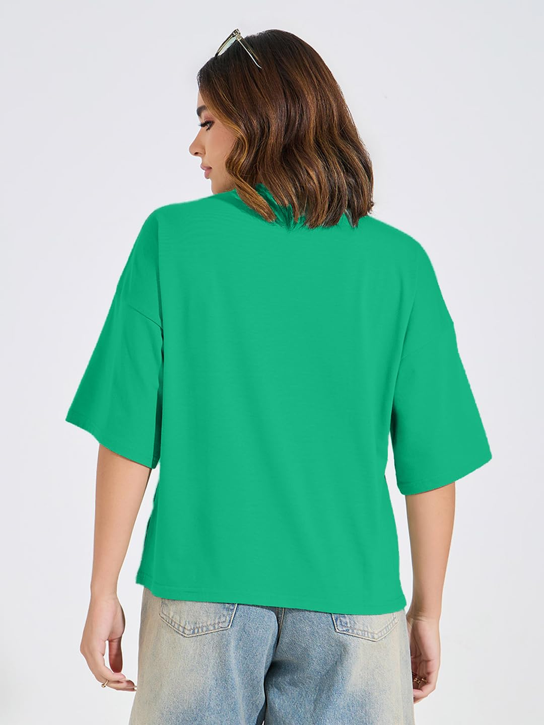 Women's Cotton-Blend Oversized Round-Neck T-Shirt - Image 25