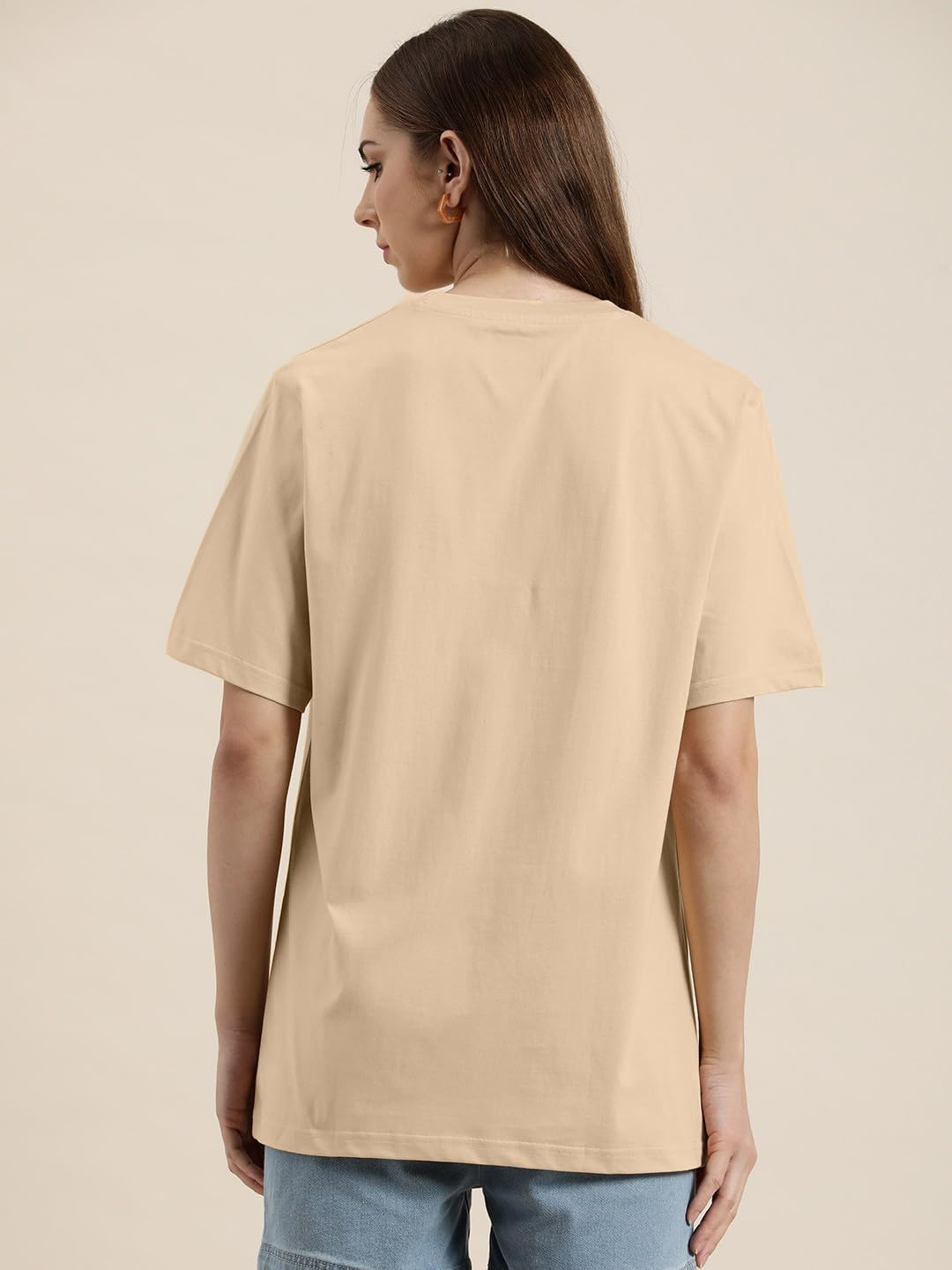 Women's Cotton-Blend Oversized Round-Neck T-Shirt - Image 32