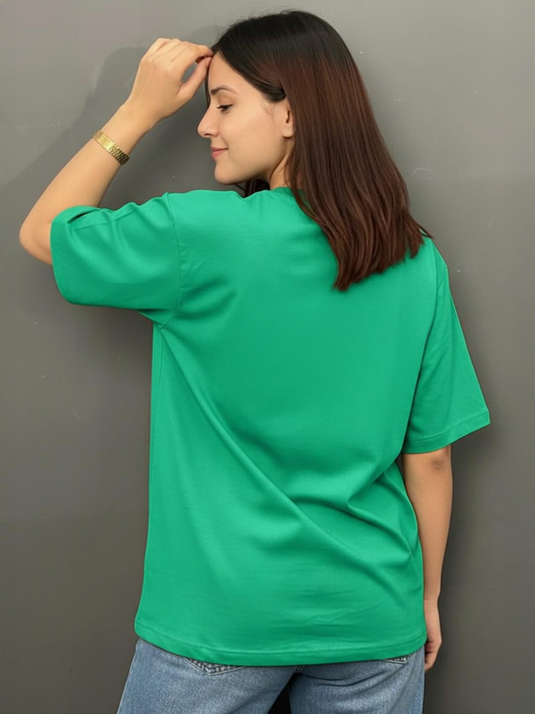 Women's Cotton-Blend Oversized Round-Neck T-Shirt - Image 43