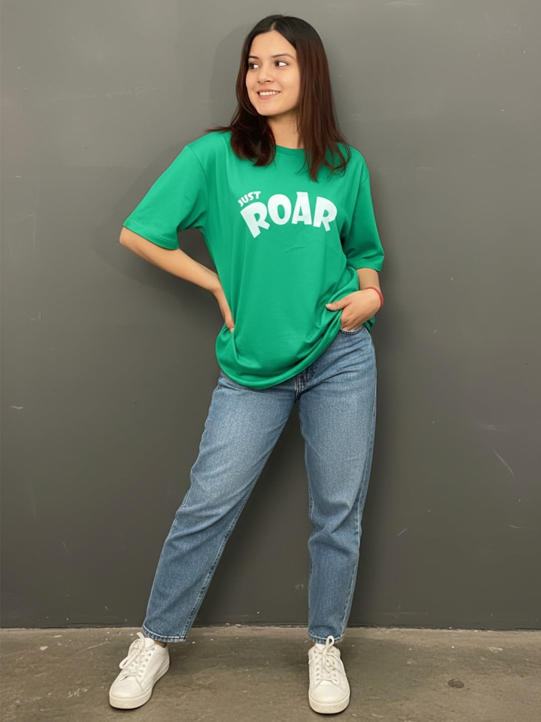 Women's Cotton-Blend Oversized Round-Neck T-Shirt - Image 44