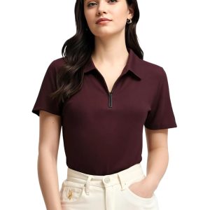 Ribbed Zip Polo Tee