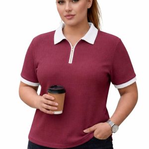 Textured Zip Polo Tee