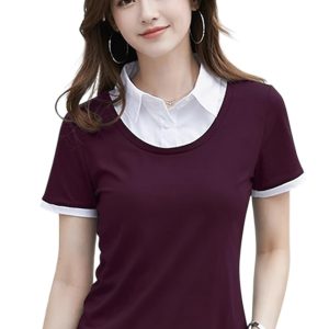 Layered Contrast Polo Top